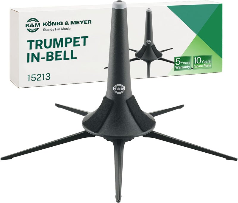 K.M König & Meyer 15213.077.55 Trumpet In-Bell 5 Leg Metal Stand and Holder - Professional Grade for all Musicians - Lightweight & Compact - Stable Secure Folding Base - German Made Black - Image 1